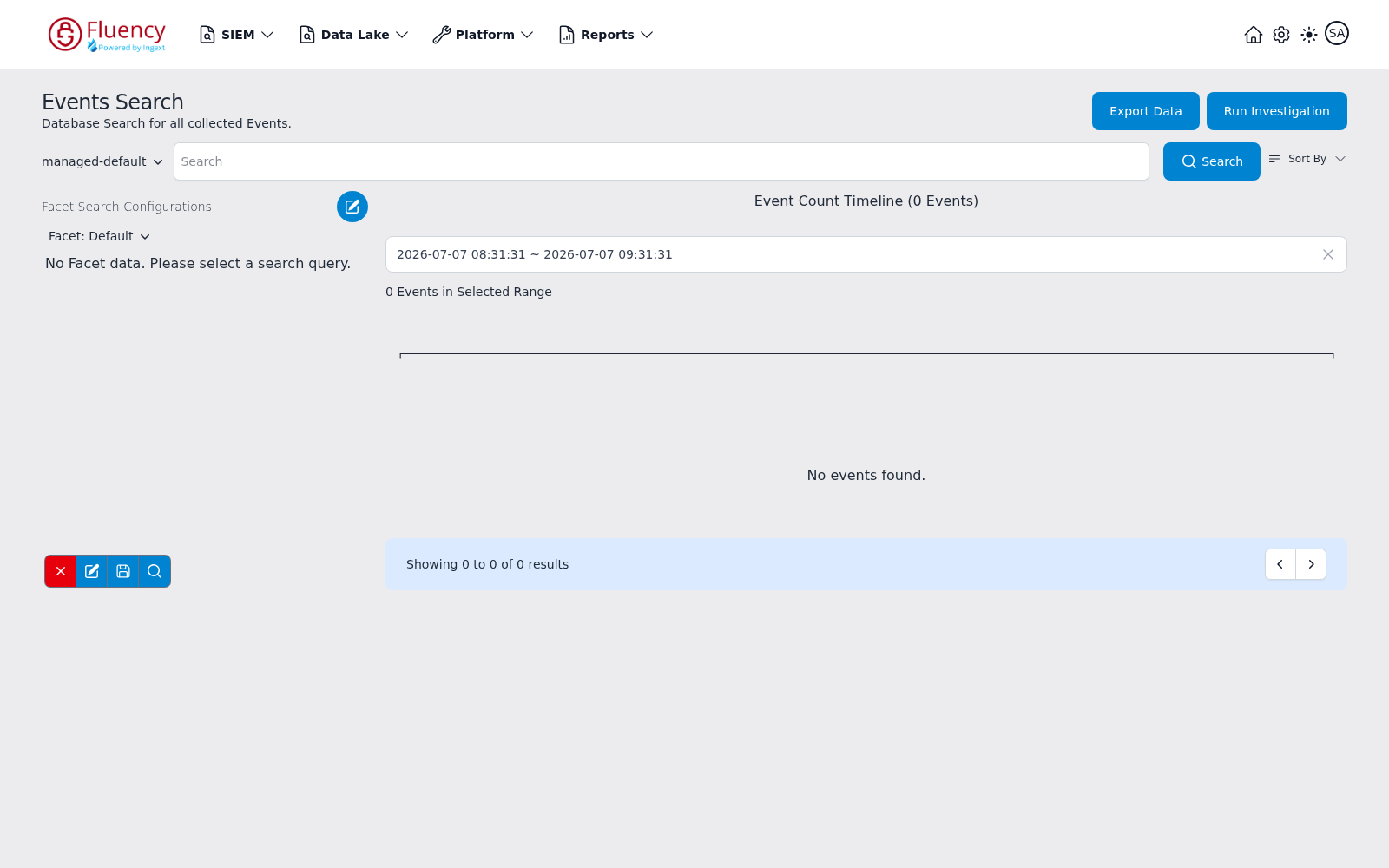 Events Search after applying the Newest sort order