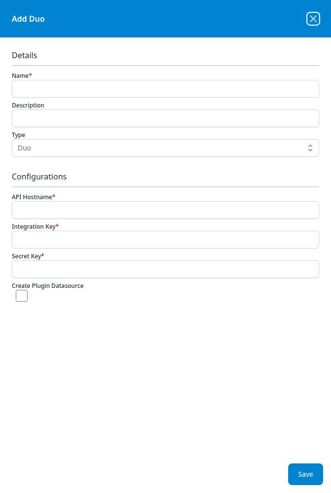Add Duo dialog