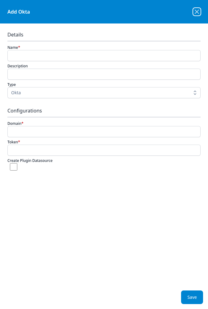 Add Okta dialog