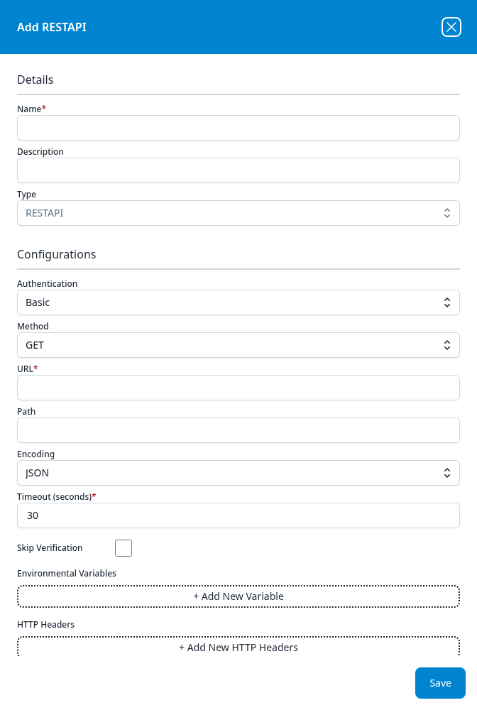 Add RESTAPI dialog