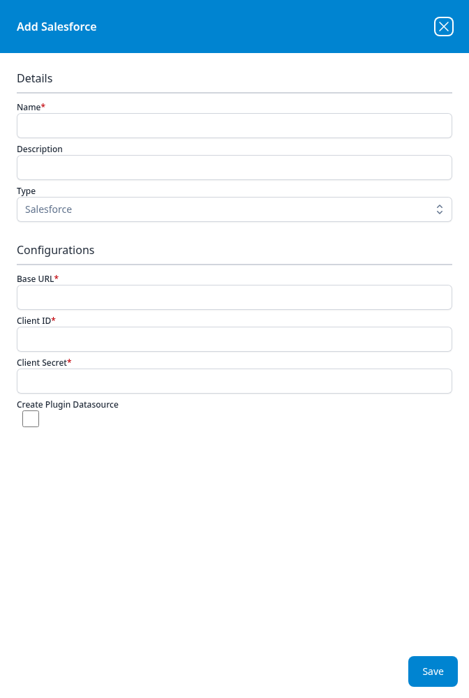 Add Salesforce dialog