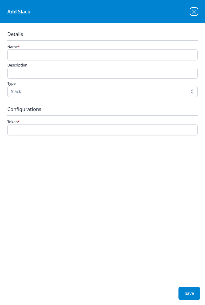 Add Slack dialog