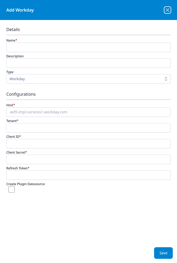 Add Workday dialog