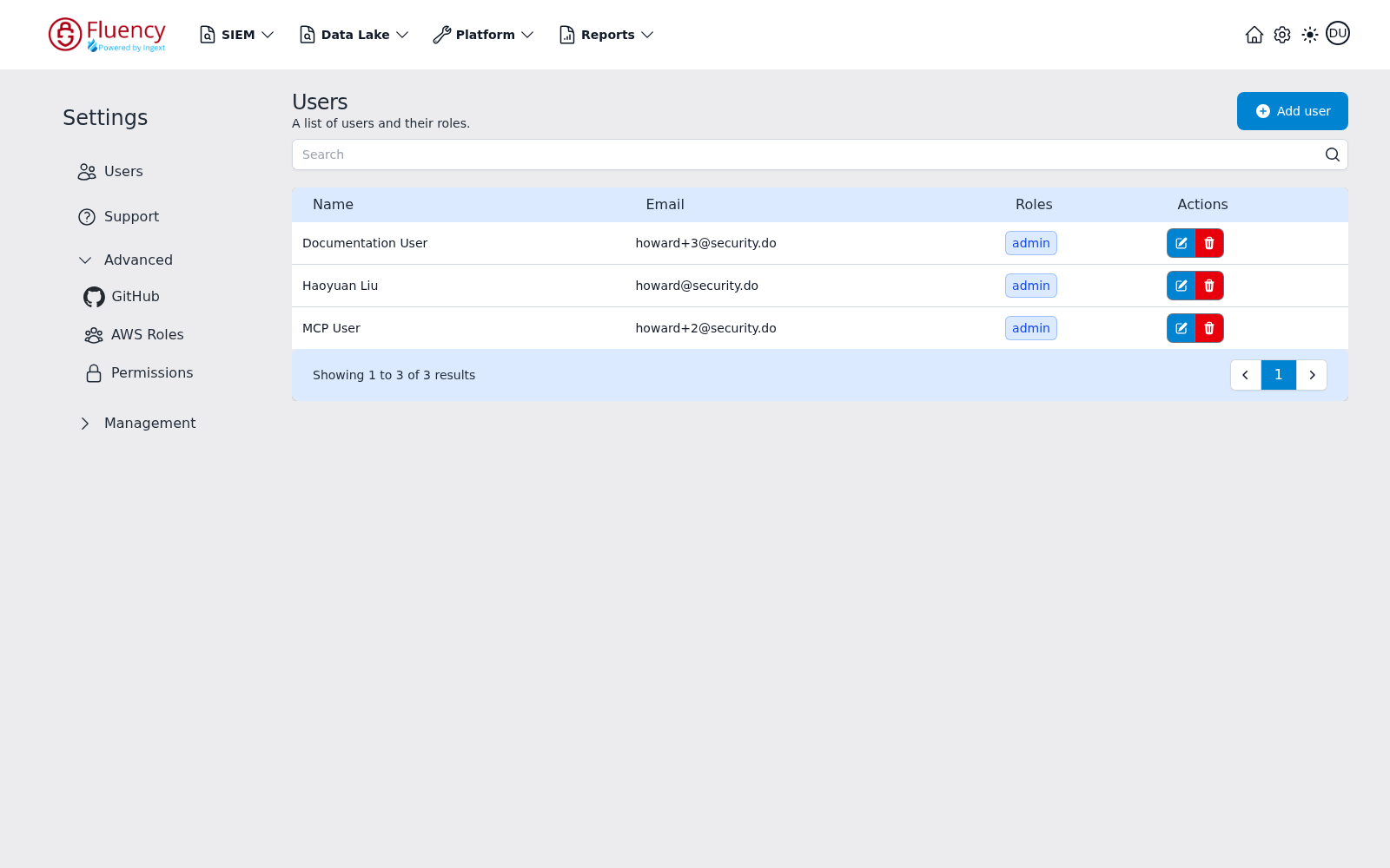 Settings sidebar with the Advanced group expanded to show GitHub, AWS Roles, and Permissions