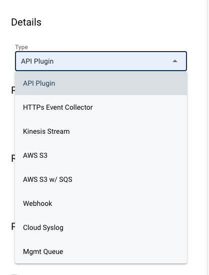 Source properties panel with the type changed from API Plugin to HTTPs Event Collector