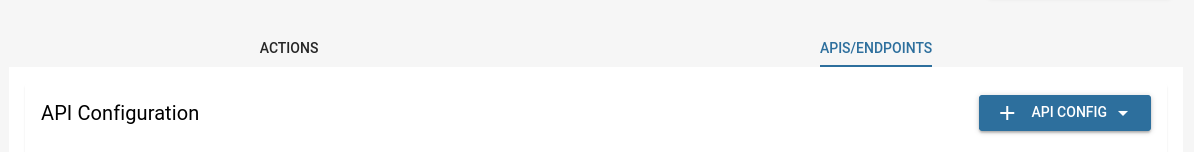 API Actions page with the APIs/Endpoints tab selected
