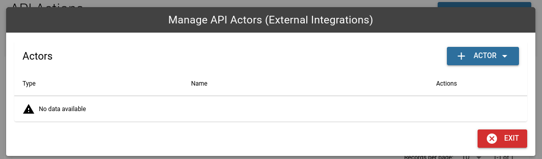 Actor manager with the + ACTOR button