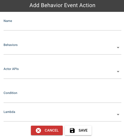 Action list with the per-row pencil edit button and the + ACTION button
