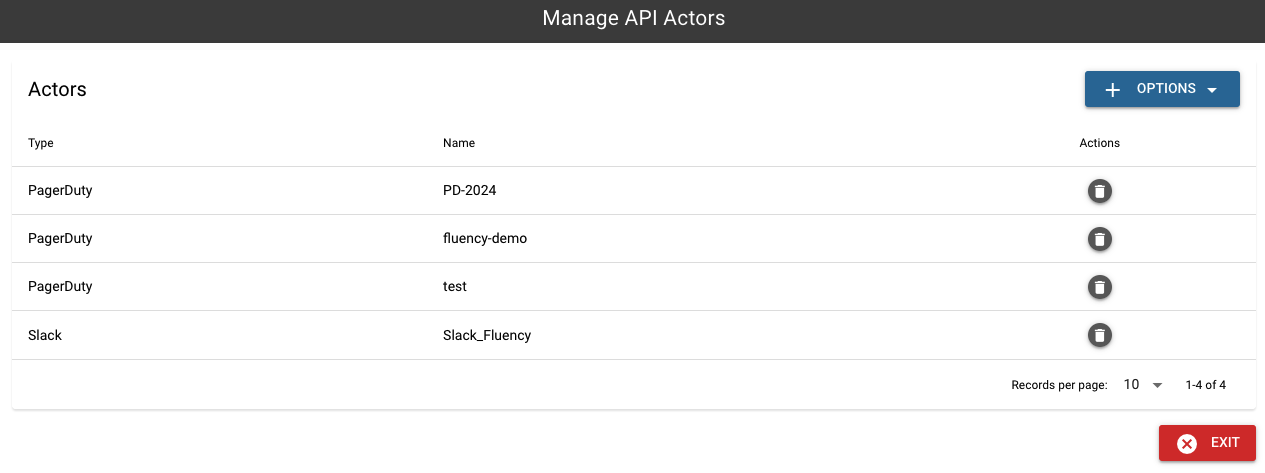 Default settings shown for a Notification actor type