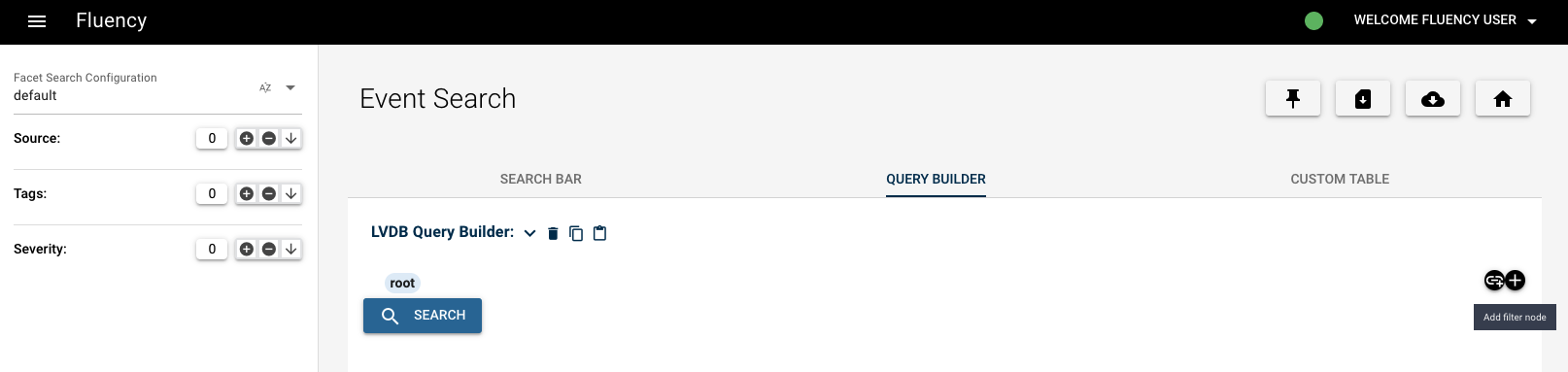 Events Search with the QUERY BUILDER tab selected