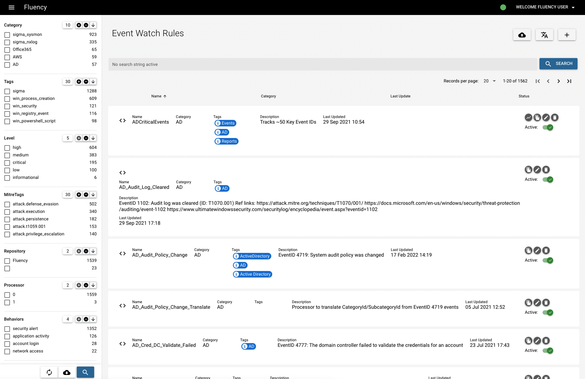 New behavior form with the copied query pasted into its selection criteria