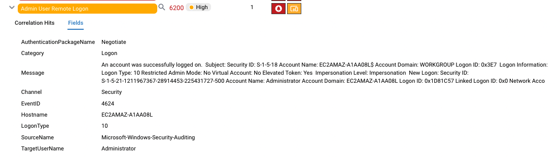 Fields tab listing the behavior model's attributes and their values