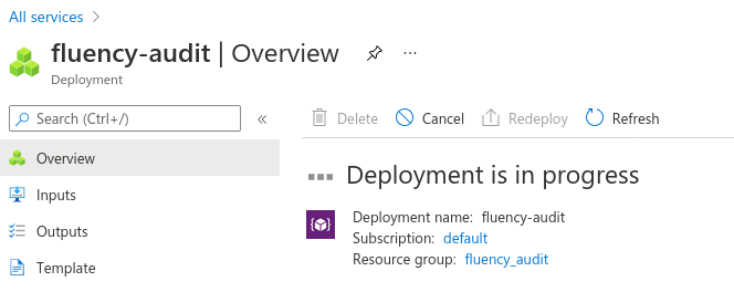 Event Hubs namespace deployment in progress