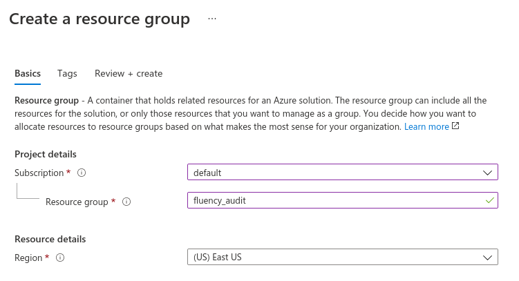 Resource groups blade with the + Create button highlighted