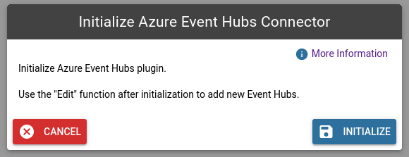 Pop-up window with the Initialize button that adds the integration endpoint