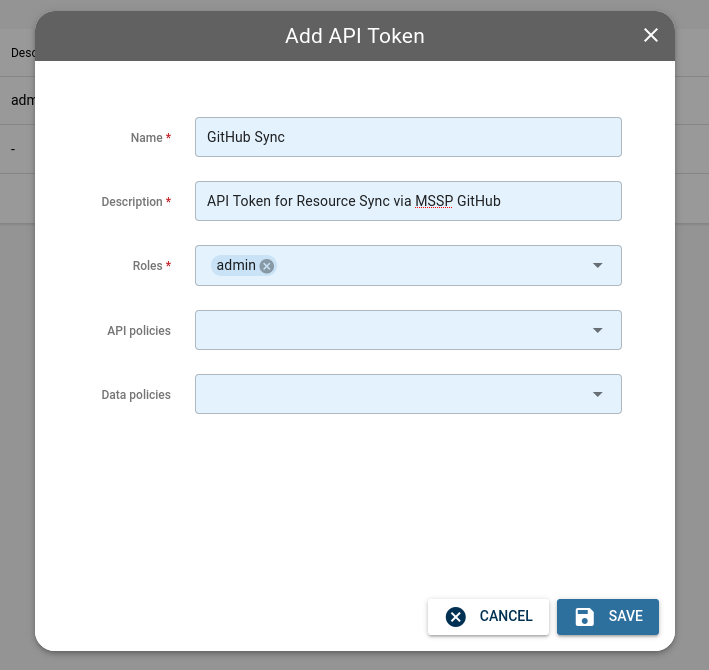 Fluency Web Interface on the origin site, where the API token is issued