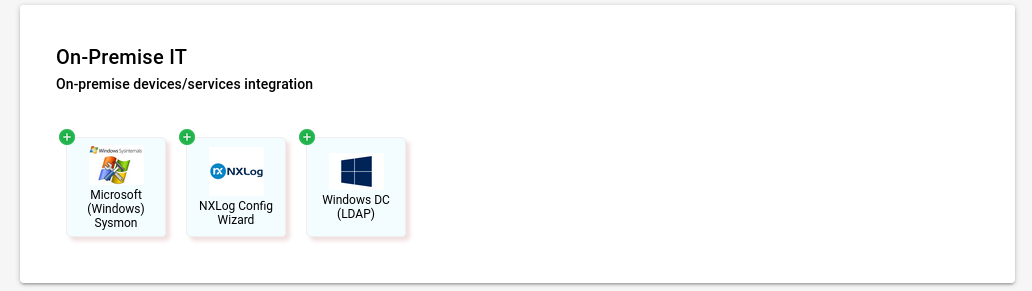 Integrations page scrolled to the On-Premise IT section