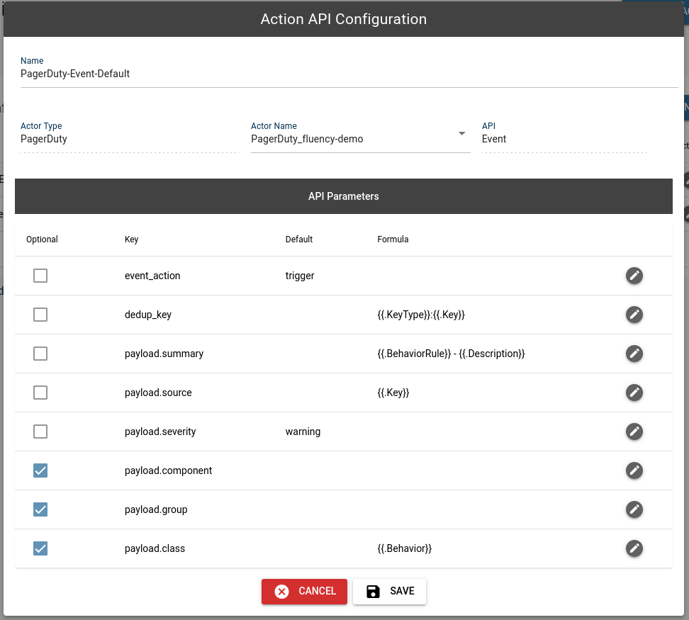 API config form with the additional API parameters selected